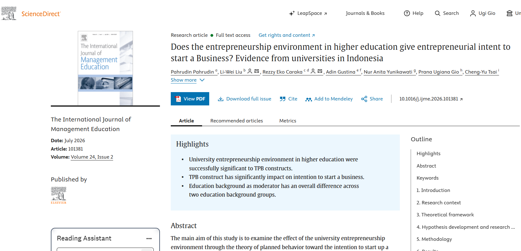 Gambar ke-3 untuk artikel Does the entrepreneurship environment in higher education give entrepreneurial intent to start a Business? Evidence from universities in Indonesia